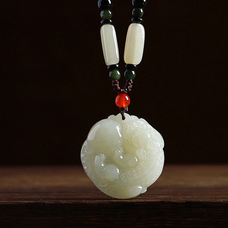 

Bless Lucky He Tian Jade Pi Xiu Pendant Amulet Bring Fortune Beast Hanging Energy Magical Talisman