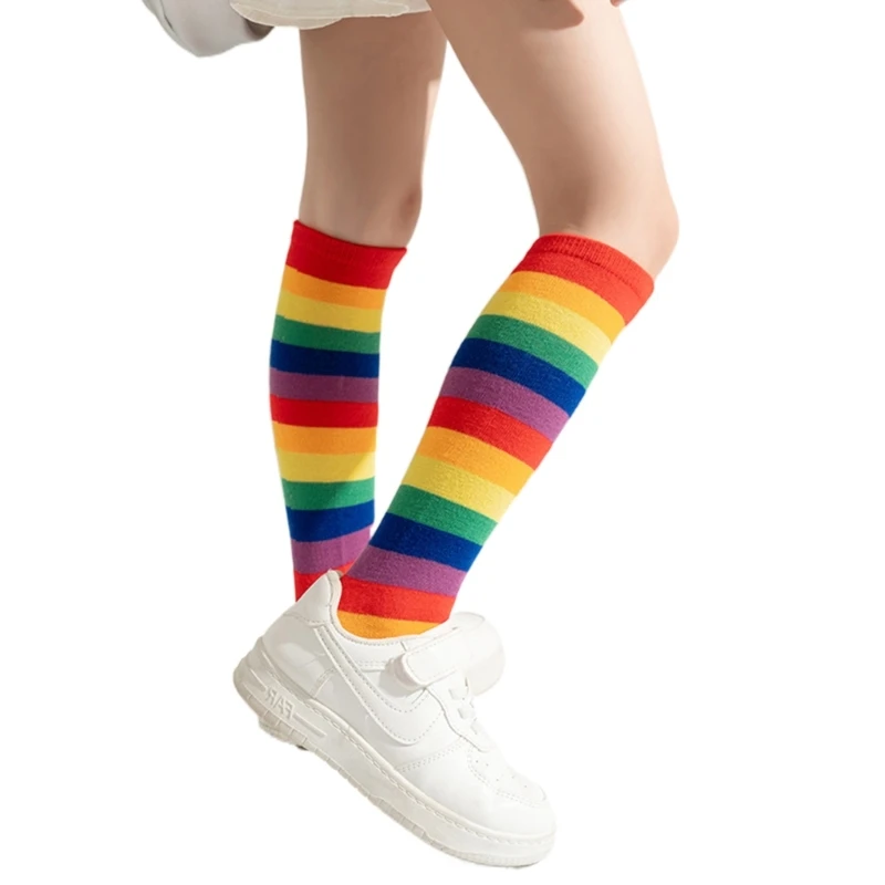 Kids Long Tube Socks Soft & Breathable Cotton Middle Tube Socks Comfortable Calf Length Sock for Baby Girls 3-12 Years