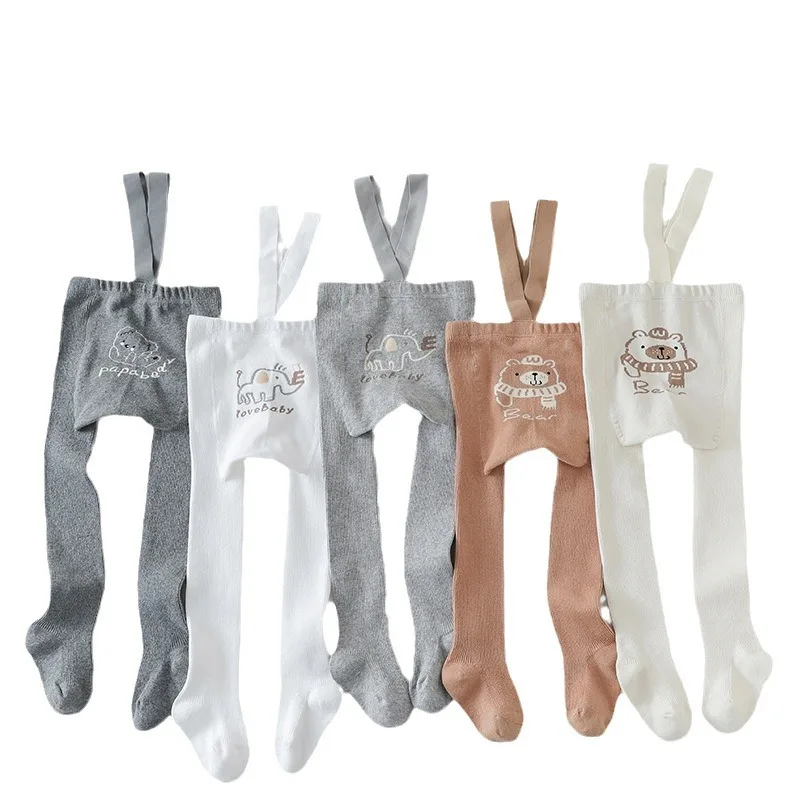 Infant Kids Solid Suspender Tights for Girls Spring Autumn Baby Girls Boys High Waist Bandage Cross Straped Leggings Pantyhose