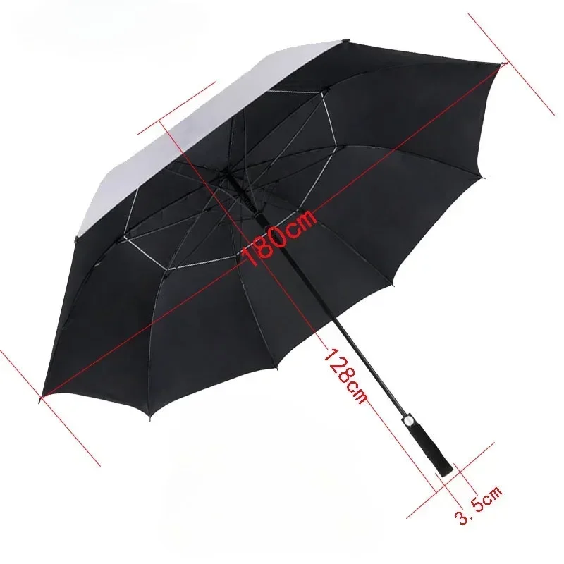 40-Inch 180cm Large Long Umbrella Outdoor Sun Protection Titanium Silver Glue Double-Layer Sun Protection Golf Umbrella JJ669