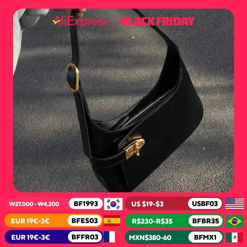 Internet celebrity popular high-end oneshoulder armpit bag commuting simple and versatile casual handbag retro office worker bag