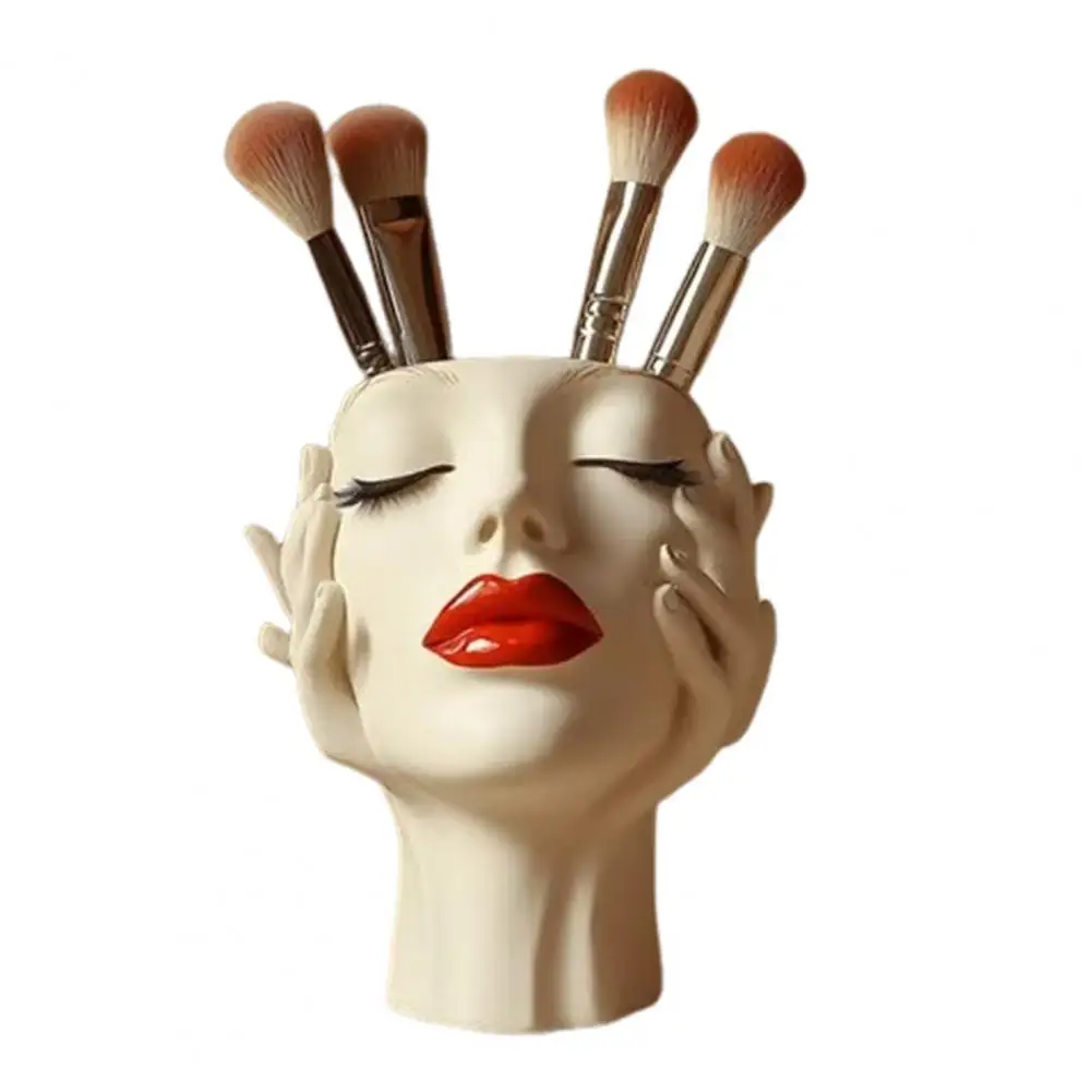 

Face Vase Decoration Feminist Female Form Head Vase Set for Handcrafted Artistic Makeup Brush Holder Modern for Room