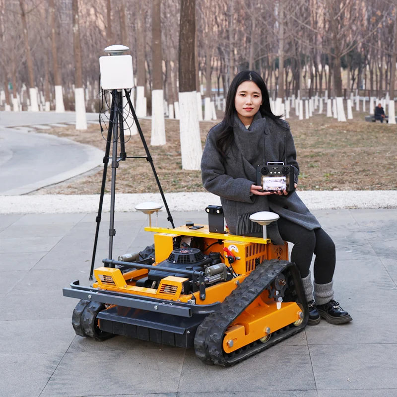 

Customized Hot Garden and Agricultural Use Crawler Petrol Remote Control Lawn Mower Forestry Robot zero Turn Lawn Mower