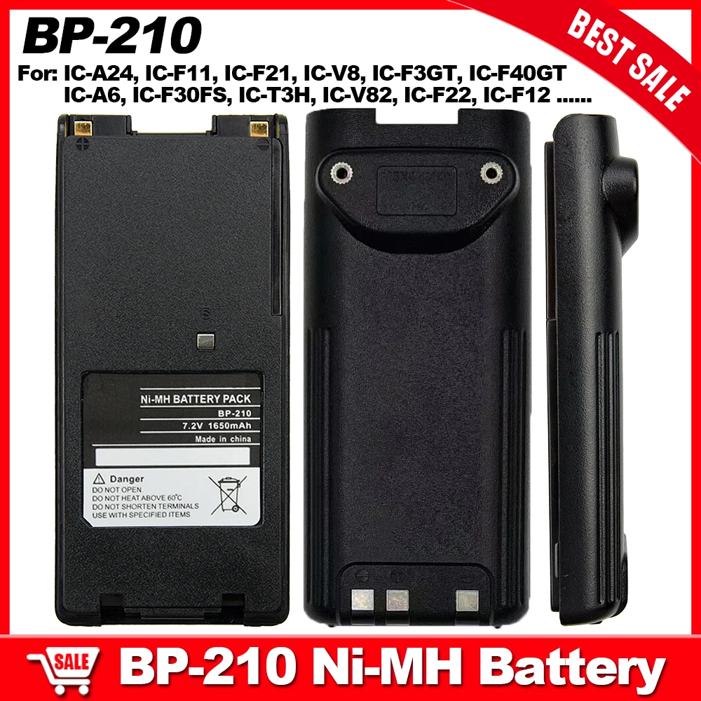 

Walkie Talkie Battery BP-210 1650mAh 7.2V NI-MH for ICOM IC-A6 IC-V8 IC-F11 IC-F12 IC-F22 IC-A24 IC-F30GT IC-F40GT IC-F3GS Radio