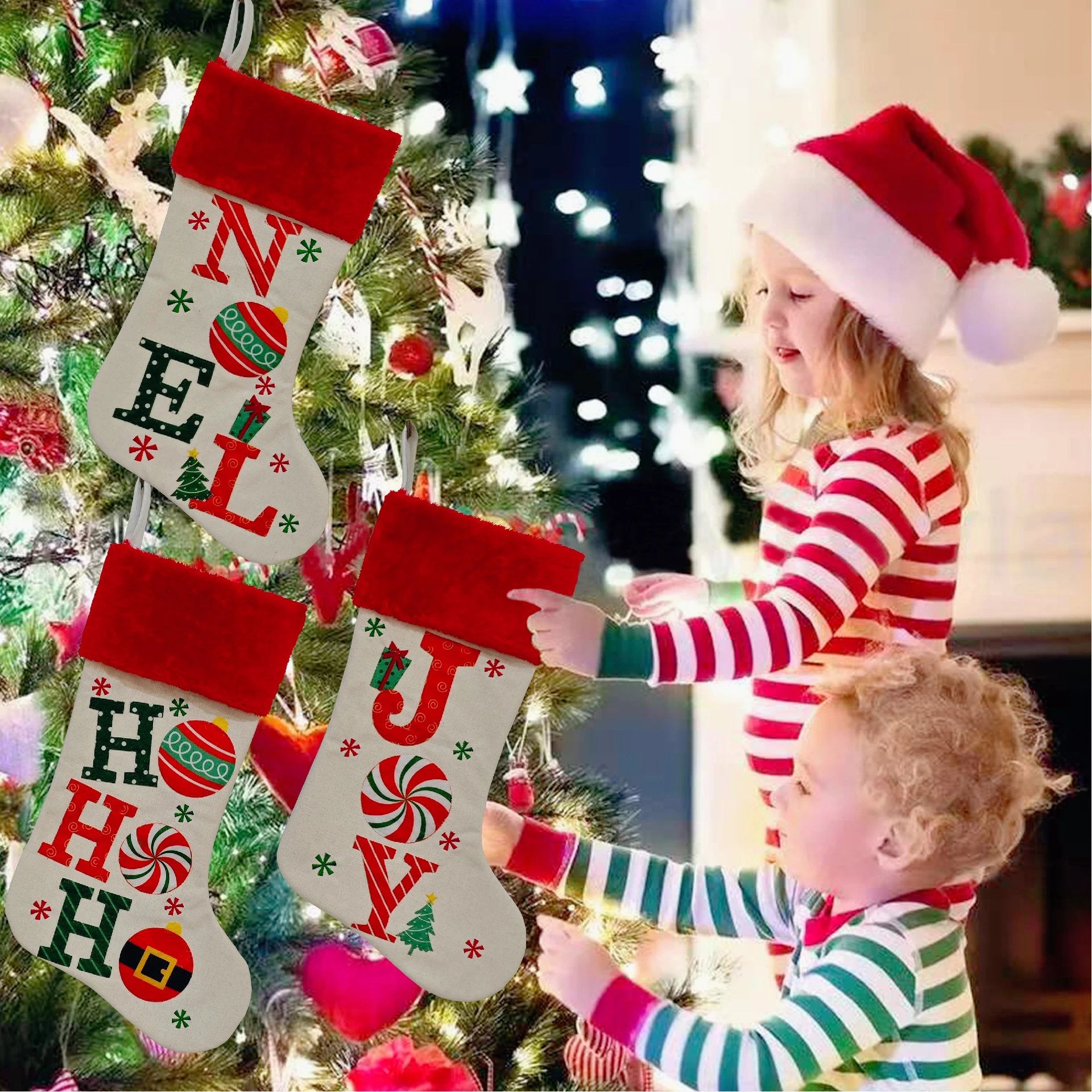 

Knitted Christmas Stockings Large Navidad Xmas Socks for Fireplace Tree Home Decor Adornos Navideños Natal Decoração Hogar