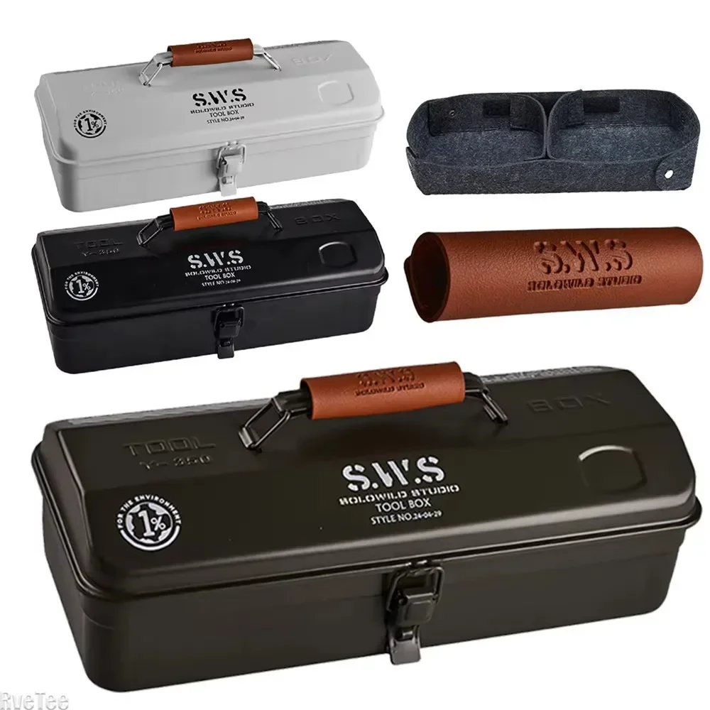 Portable Camping Tools Storage Box Steel Mountain Tool Boxes with Handle Carry Storage Boxes Anti-Slip Camping Toolbox Ironbox