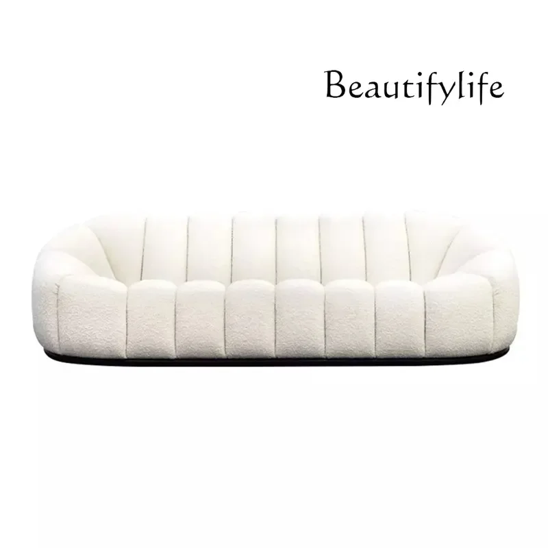 

Light Luxury Small Apartment Living Room Modern Minimalist Creative Pumpkin Lambswool Straight Row Fabric Sofa