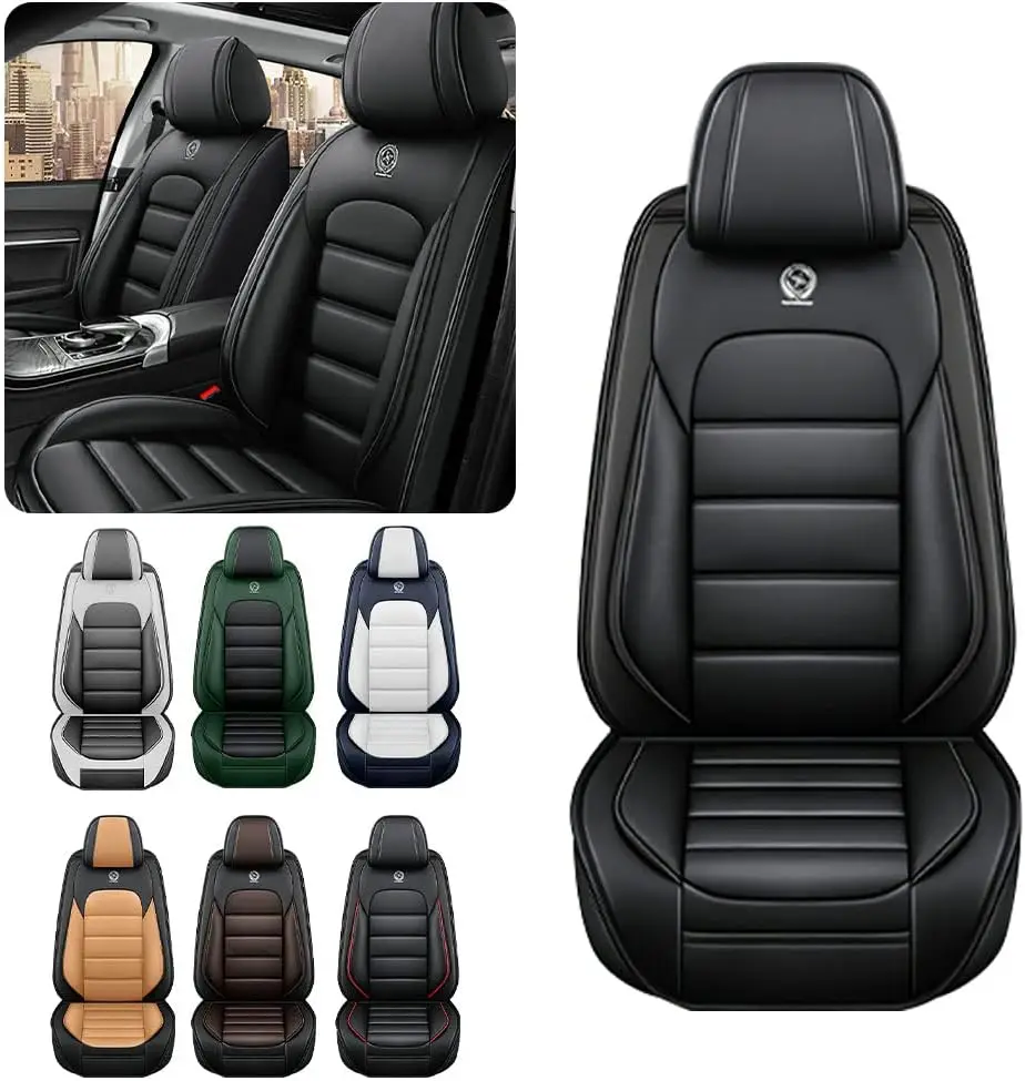 

Car Seat Covers,Waterproof Soft Breathable PU Leather Seat Cover with Storage Pockets,Fits 95% of Vehicles(Classic Black,Full Se