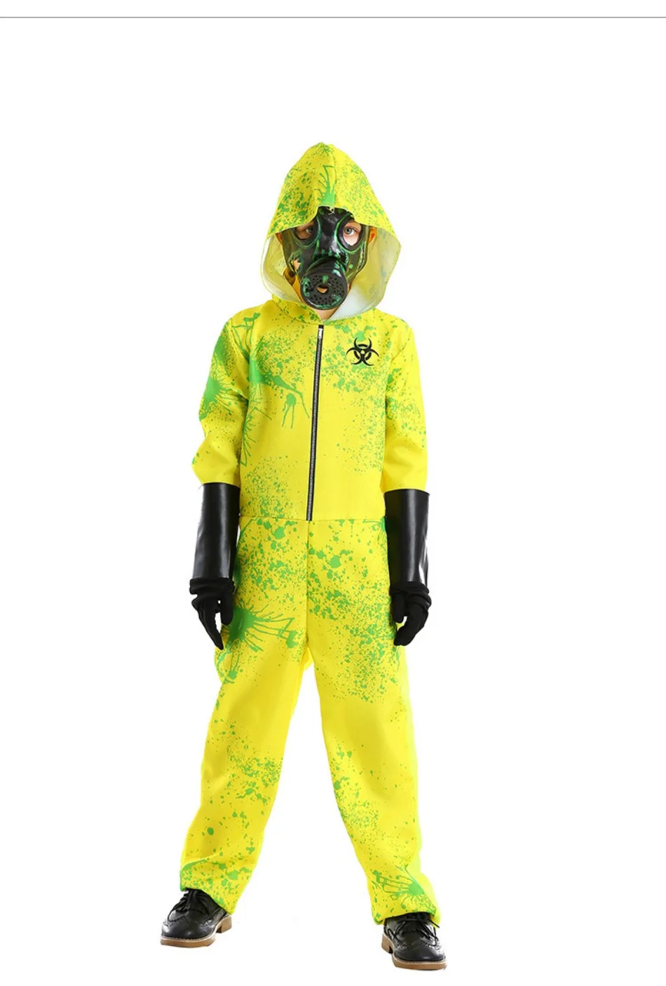 Kinder-Hazmat-Anzug, Kostüm für Jungen, Biohazard-Overall mit Gasmaske und Handschuhen, Halloween, gruseliges Cosplay-Outfit, Karneval, Party, Kostüm, PS66 – Detail 8