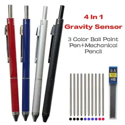 4 in 1 Multi-Function Metal Gravity Sensing Pen Students 3Colors Ballpoint Pen Mechanical Pencil Set Press Gel Pen Signature Pen