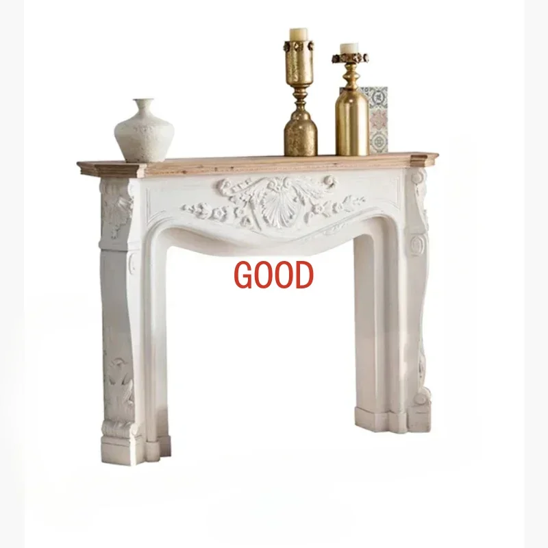 Retro French Fireplace Decoration Console Solid Wood Distressed Coffee Shop Garden Aisle Fake