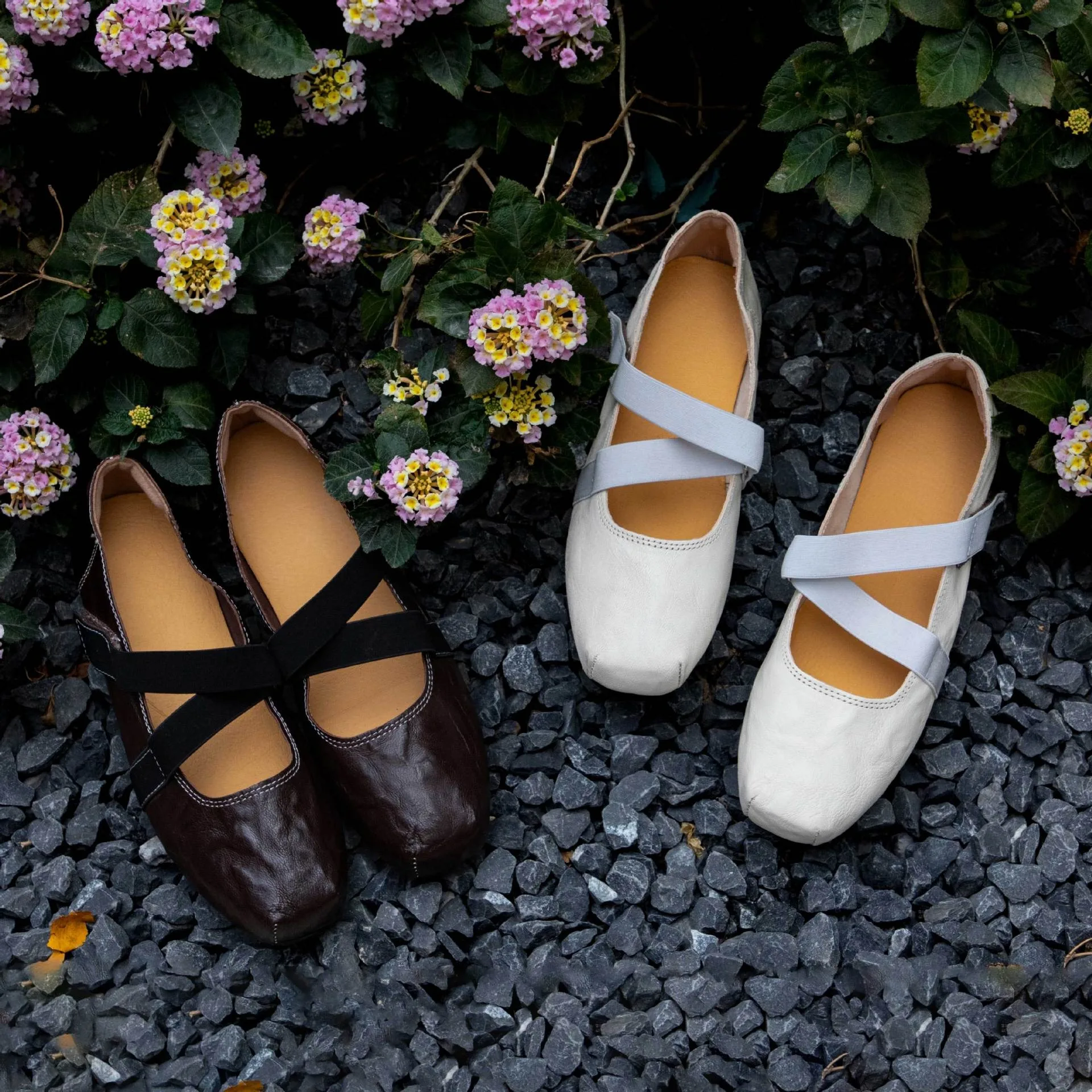 

Birkuir Retro Mary Jane Casual Shoes For Women Flat Heel Elastic Band Loafers Hook Loop Shoes Genuine Leather Soft Soles Shoes