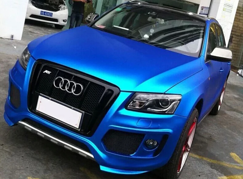 Forged Matte Brushed Blue Metallic Glossy Mirror Chrome Vinyl Wrap Film Adhesive Decal Sticker Wrapping with Air Release