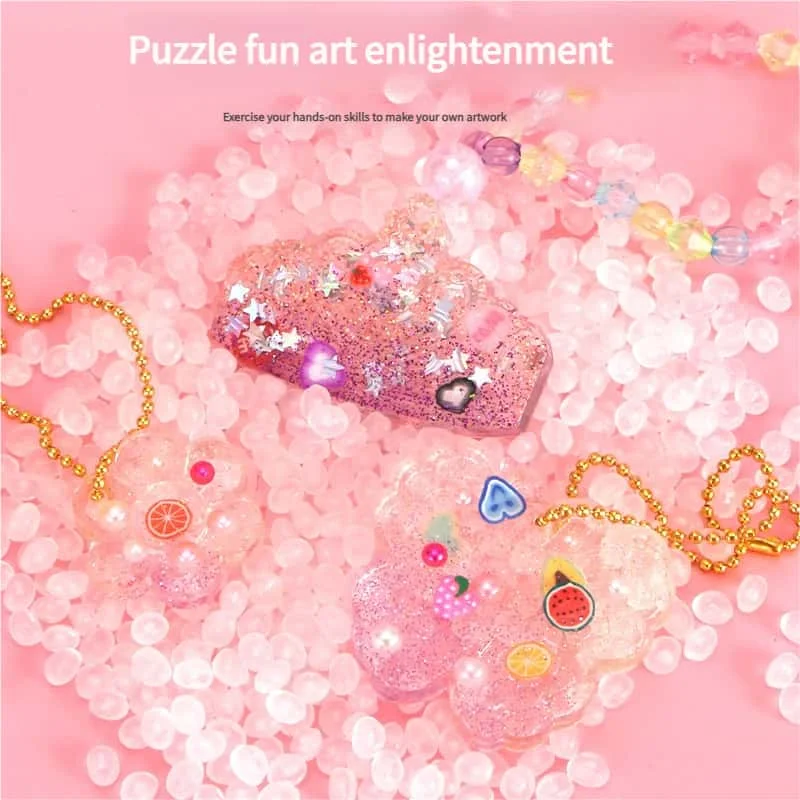 Kit de Arte con Pegamento de Cristal para Niños, Set de Manualidades para Hacer Llaveros, Kit Creativo para Hacer Joyería Hecha a Mano, Juguetes para Niñas, Regalos de Cumpleaños