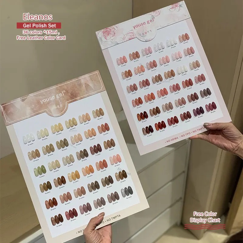 

Гель-лак Eleanos Pink Peach, 36 цветов, 15 мл, с цветовой палитрой, прозрачный, отмывающийся, УФ/LED, для салонов красоты, набор для маникюра