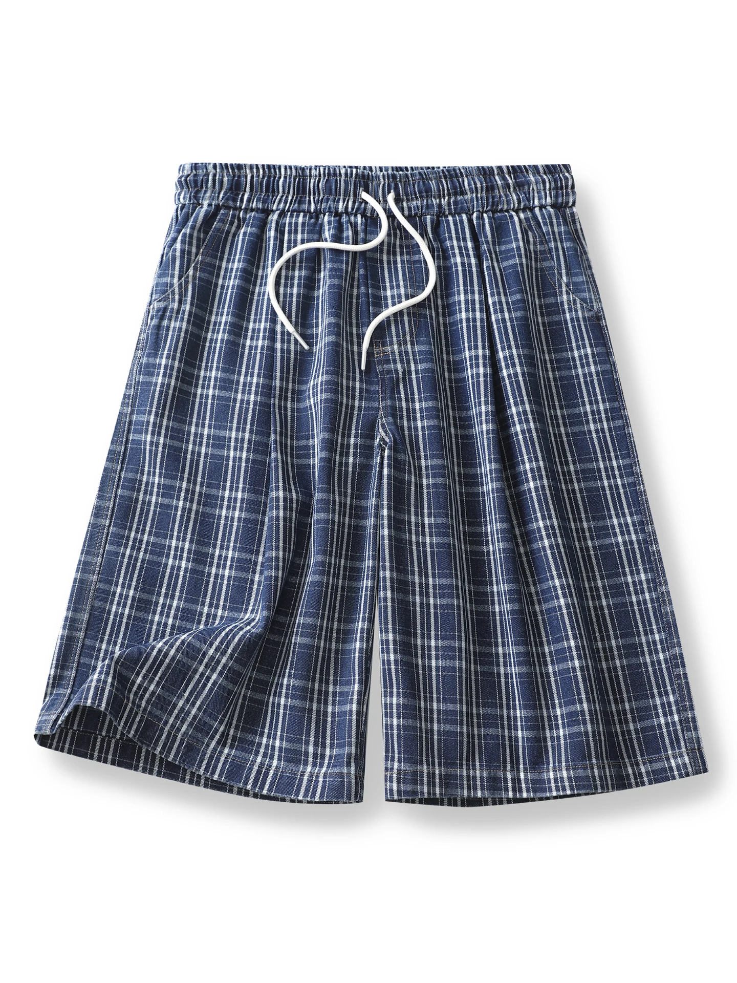 

Новые летние мужские брюки в клетку свободного кроя, синие, широкие, со средней посадкой, прямого силуэта, повседневные, в стиле ретро, американские, уличные, модные