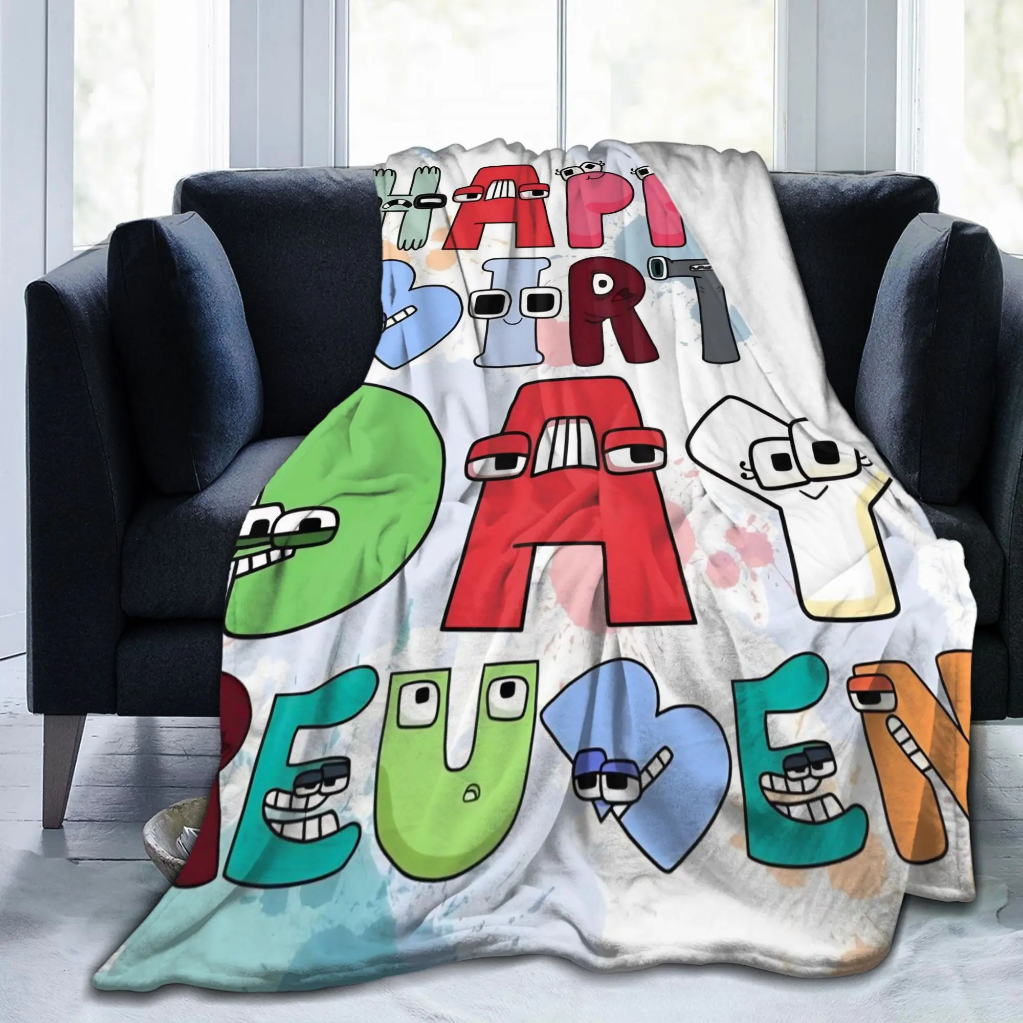 Alphabet Lore English Cartoon Blanket Villain Letters Flannel Awesome Warm Throw Blankets for Home All Season Travel