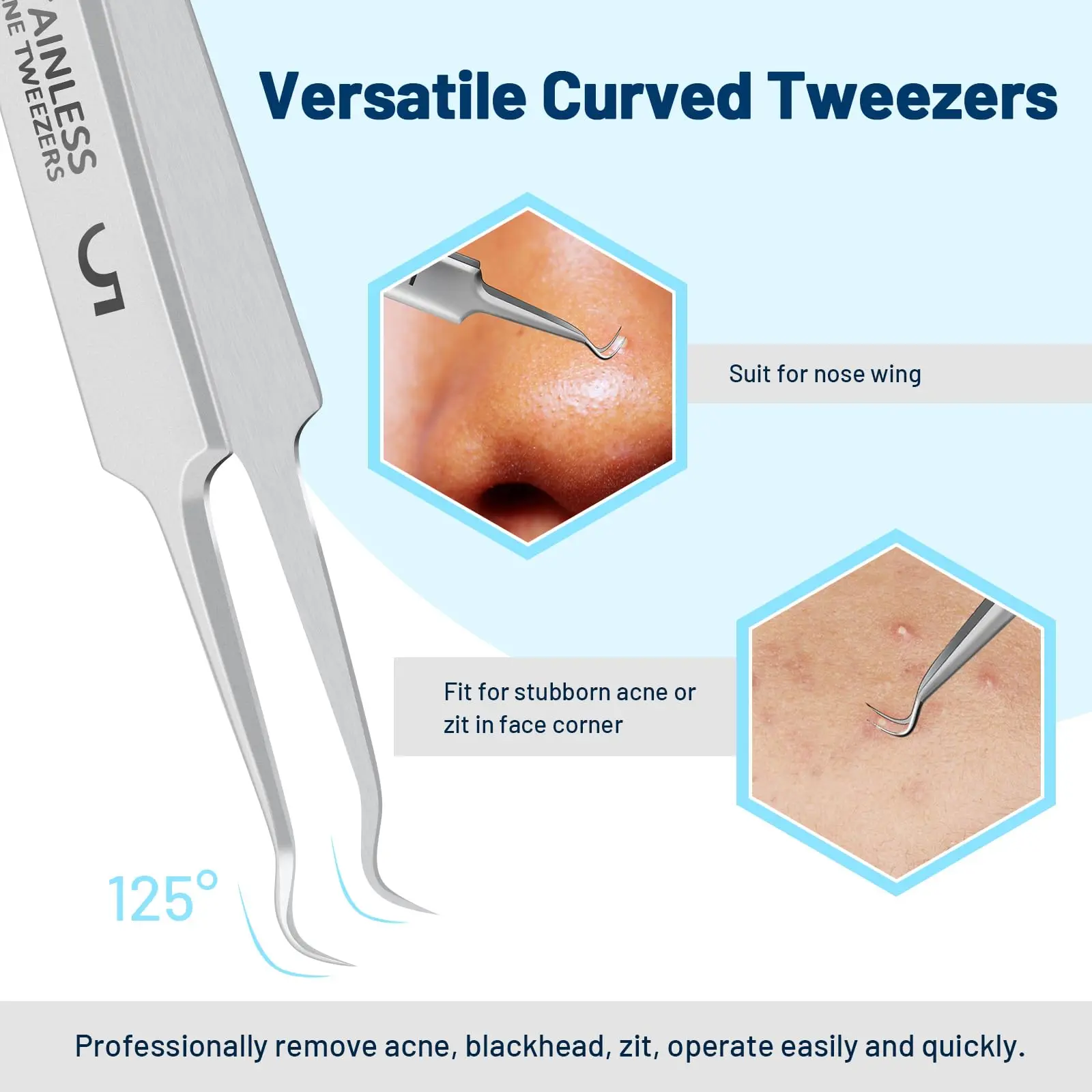 Comedondrukker pincet, ingegroeid haar pincet, precisie mee-eter puistje extractor, cel clips pincet, pincet voor vrouwen