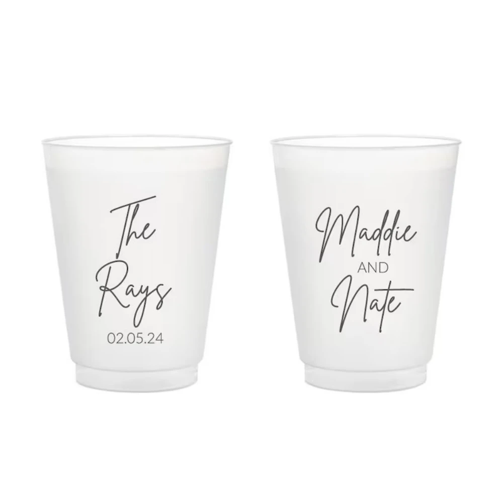 Personalized Frosted Cups for Wedding Favors, Custom Plastic Cups, Birthday Party, Drink Cup