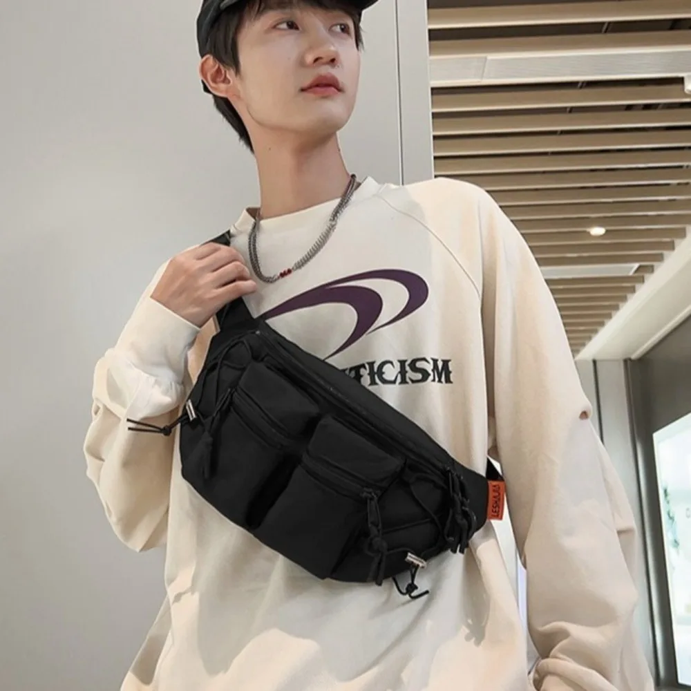 

Casual Nylon Men Waist Bag Large Capacity Y2k Multi-pocket Chest Bag Japanese Style Multi Functional Sports Fanny Pack Travel