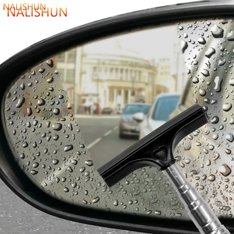 Portable Car Rearview Mirror Wiper Cleaning Tool Auto Glass Mist Cleaner Scraper Telescopic Rearview Mirror Squeegee Cleaning Br