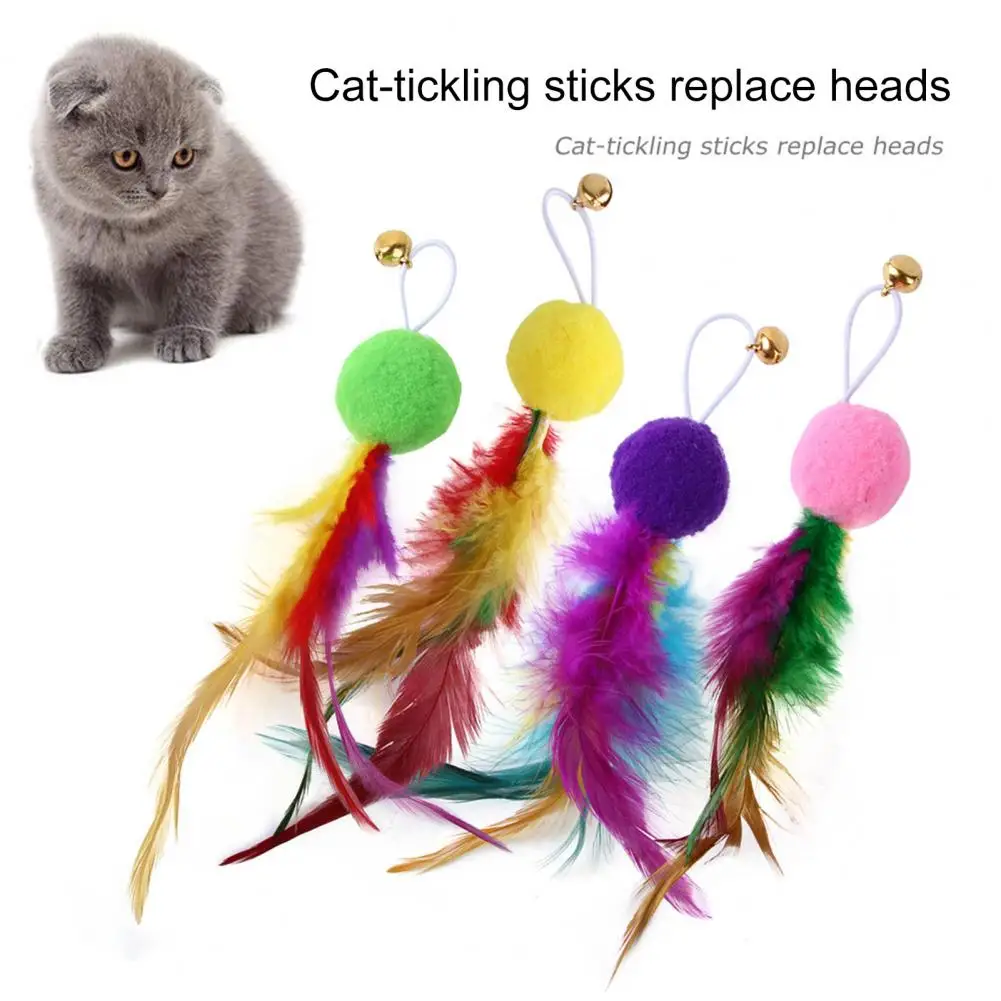 Pet Cat Toy Feather Replacement Head Teasing Cat Fishing Rod Plush Ball Relieve Boredom Playing Toy Pet Teaser Toy Cat Supplies