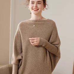 Hot Sale Autumn and Winter New 100% Cashmere Sweater Women's Fashion Solid Soft Pullovers Female Loose Large Size Knitted Jumper