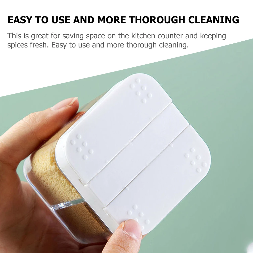 

2pcs Adjustable Grids Spice Box For Kitchen Minimalist Condiment Holder 4 Flavor Tubes 2 Lids Separated Seasoning Containers