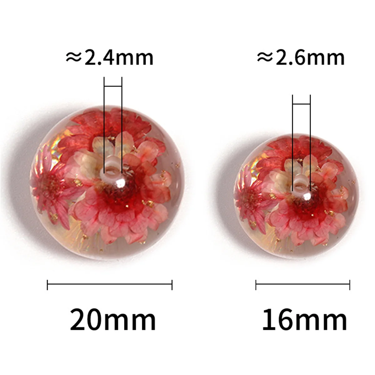 CH31 Natural dried flower resin round beads transparent beads DIY mobile phone chain keychain pen accessories beads material