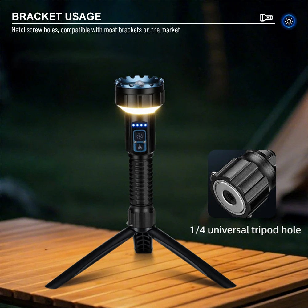 

Asafee F609X 15W LED Professional Outdoor Portable Flashlight Magnetic Rechargeable IPX4 Waterproof Multi-Functional Work Torch