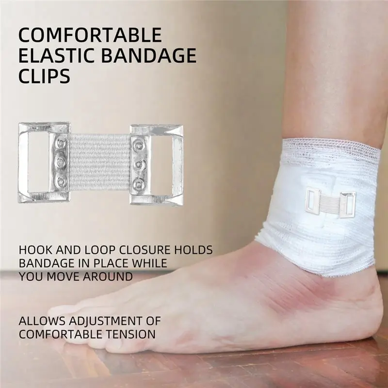 White Elastic Bandage Clips(50 Pcs), Stretch Metal Clasp Design For Securely Holding For Fixing Bandages And Gauze