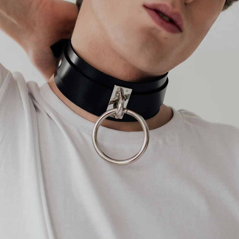 Collar de Bondage de cuero para mujer, Gargantilla Sexy, Collar de esclavo caliente Bdsm, cinturón de cuello erótico, puño de 18 pulgadas, adorno de juego fetiche