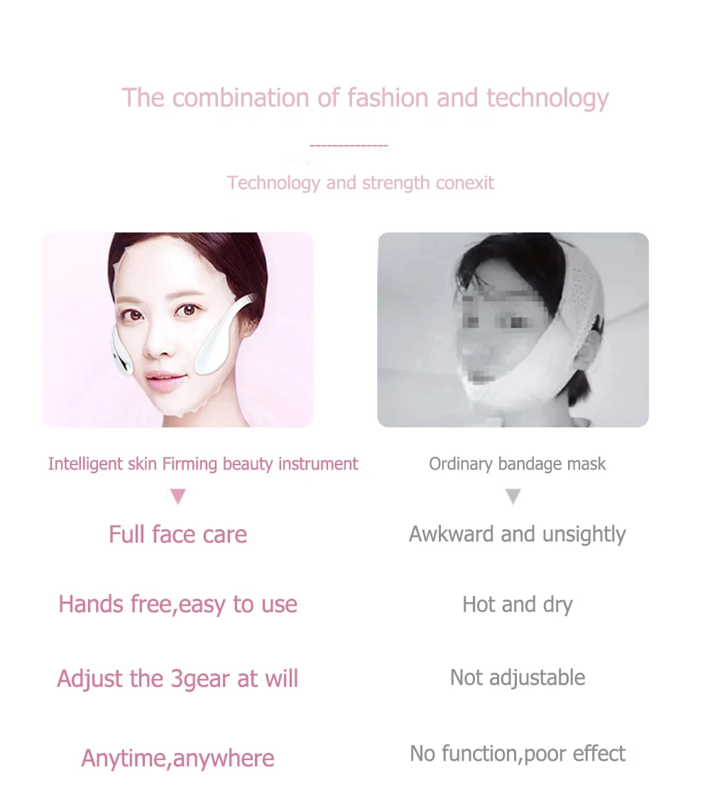 Electric Facial Massager Lifter 3 Gears Vibration EMS Microcurrent Skincare V Line Face Lifting Device Double Chin Jowl Reducer