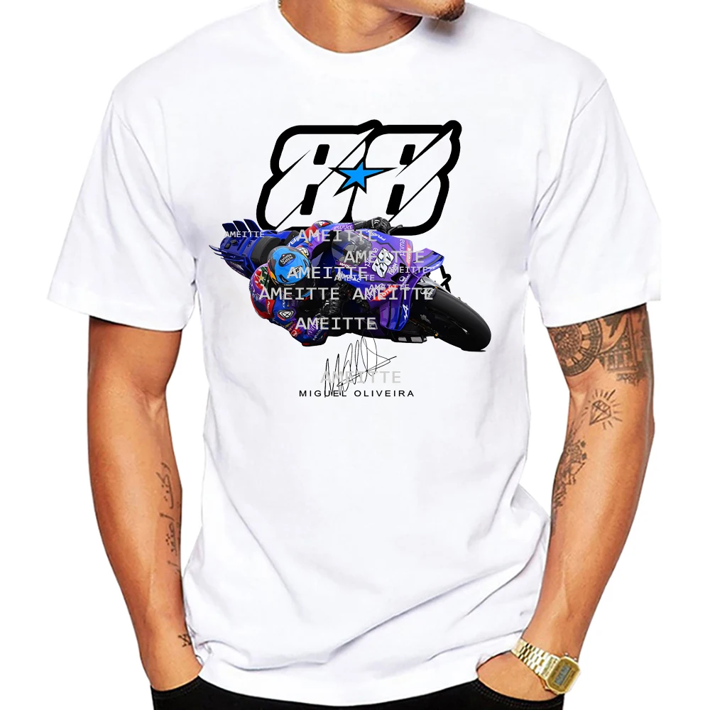 2025 جديد ميغيل Oliveira 88 GP سباق رايدر تي شيرت الرجال قصيرة الأكمام كول ركوب الرياضة الصبي عادية تيز دراجة نارية ركوب القمم البيضاء #6