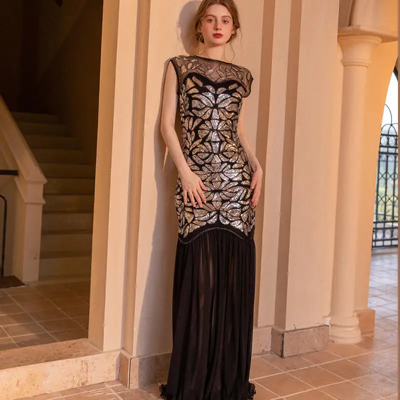 

Облегающее вечернее платье с v-образным вырезом в стиле ретро, сексуальное длинное женское платье Dr, новая модель, сверкающее платье для пар, платье длиной до пола