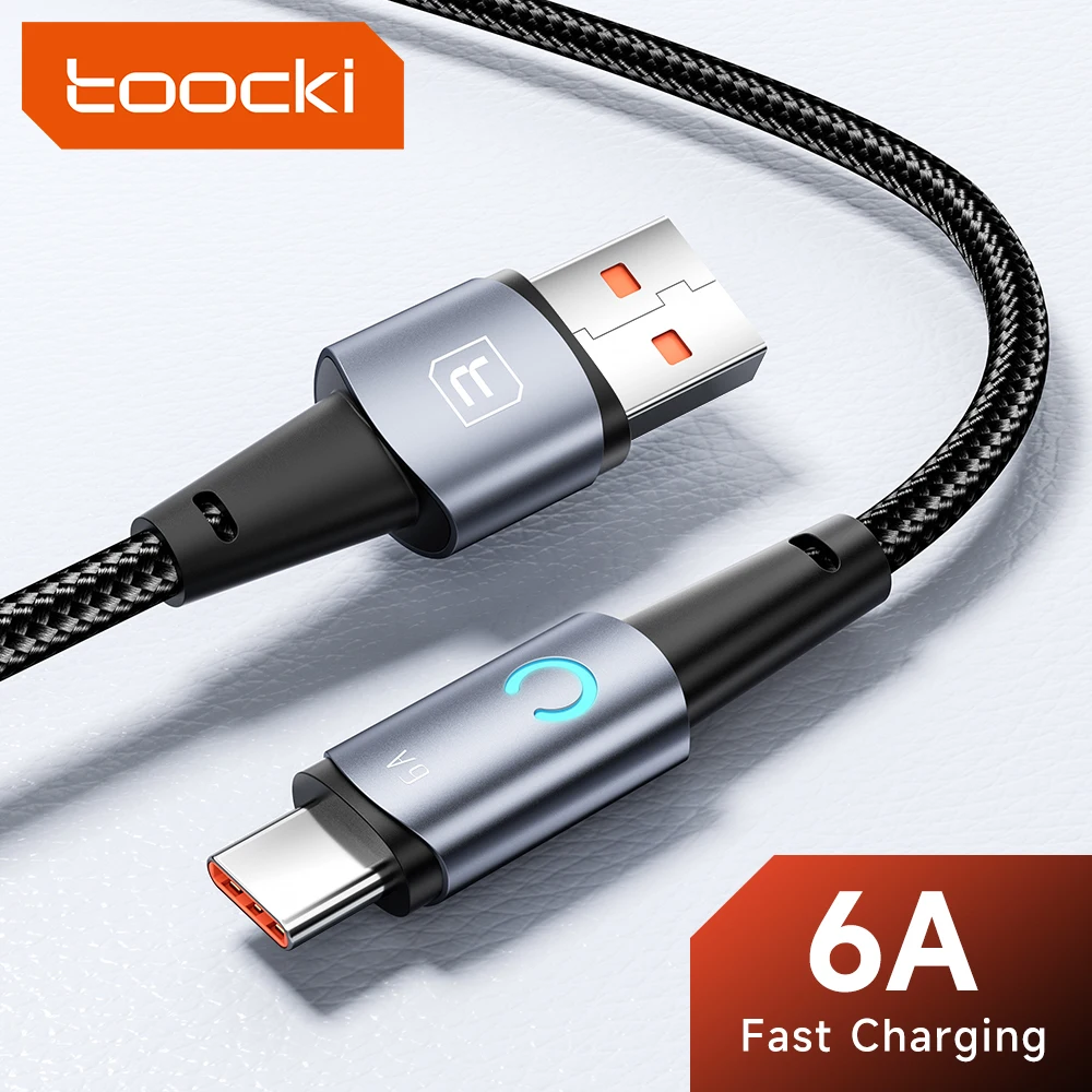 Toocki 6A USB Type C Cable For Huawei P40 30 66W SCP Fast Charging Micro USB C Cable For Samsung Xiaomi Poco Oneplus Data Cord