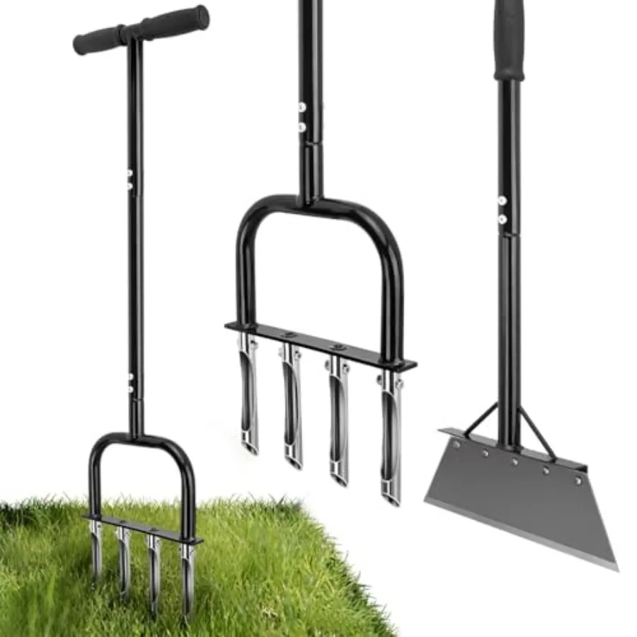 2-in-1 Lawn Aerator and Weeding Tool Set, SnowShovel - Multifunctional Garden Soil Aerator, Weed Remover, and Snow Shovel for S