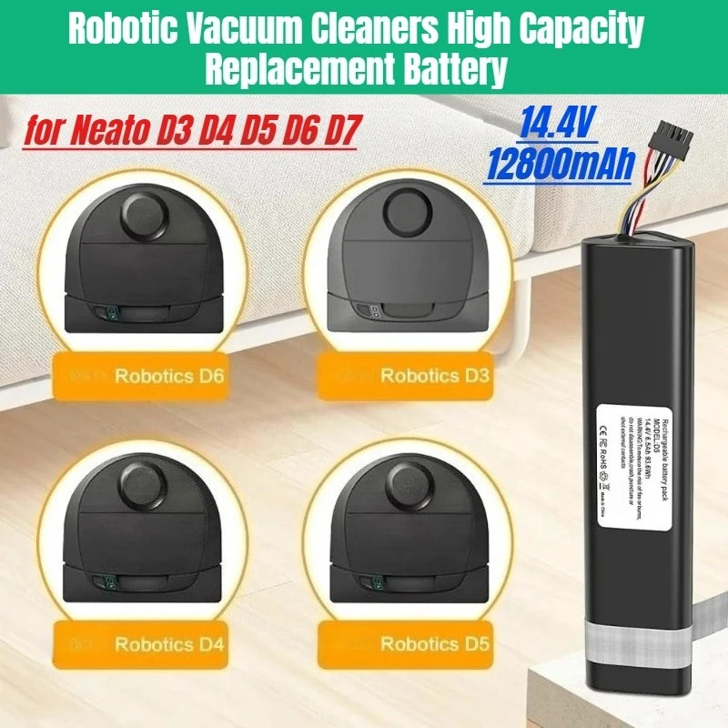 

14.4V 12800mAh Li-ion Battery for Neato D3 D4 D5 D6 D7 Robotic Vacuum Cleaners High Capacity Replacement Battery Pack