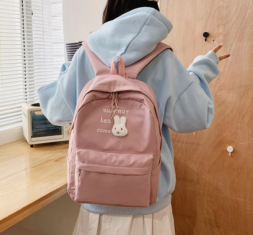 Mochila de coelho grande capacidade, bolsa feminina, edição coreana, personalização personalizada, estilo de academia, moda