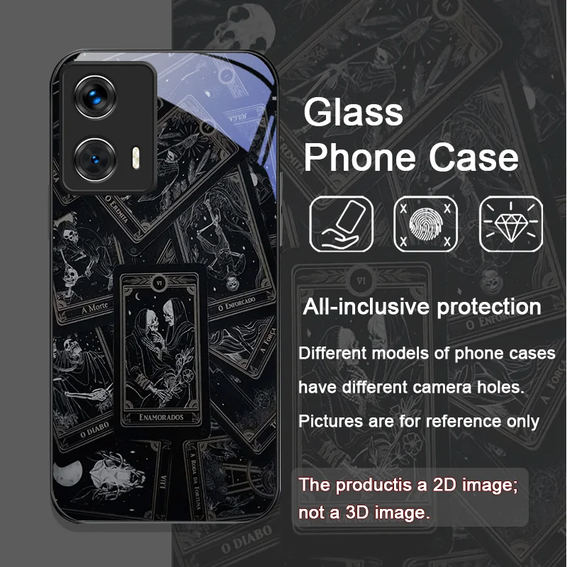 Vintage Gothic Tarot Cards Printed Tempered Glass Phone Case for Motorola Moto G85 G84 G75 Edge 50 Fusion 40 Neo 30 Pro 5G Cover - view 3