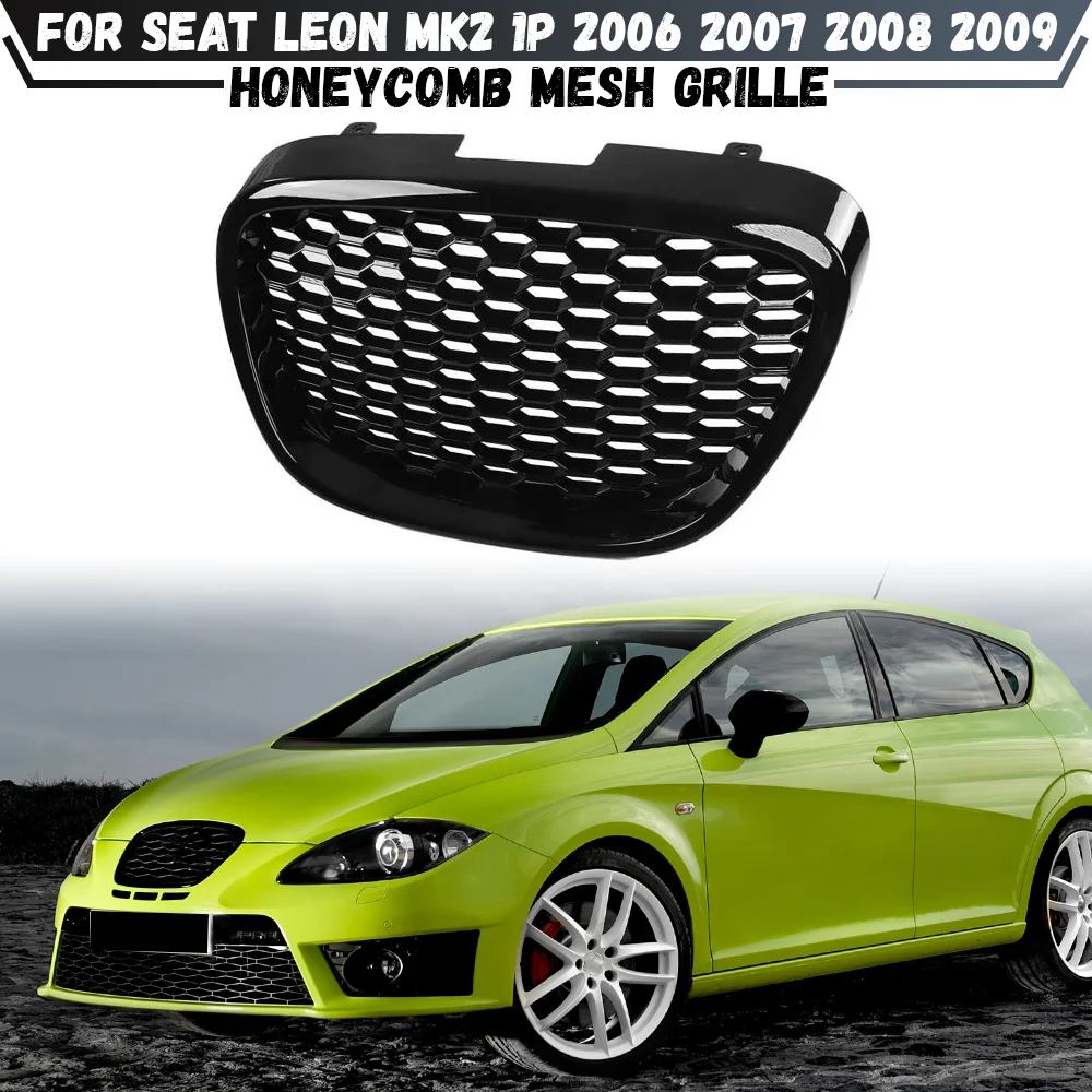 

For Seat Leon MK2 1P 2006 2007 2008 2009 Car Front Bumper Centre Grille Design Modified Honeycomb Grille Front Racing Grills