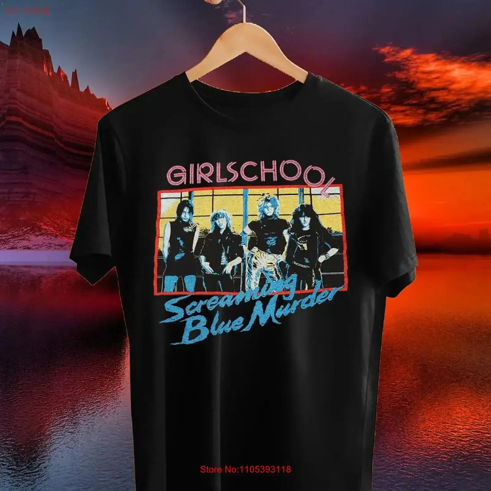 Girlschool Band Tour Screaming Blue Murder Cotton men Size S 4XL T Shirt SG219 vintage Washed homme graphic