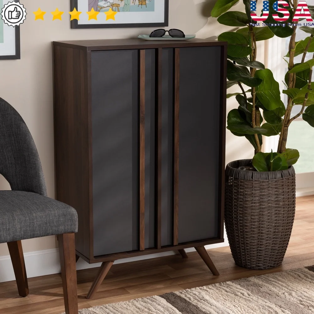 

Современный 2-дверный шкаф для обуви с достаточным хранилищем, 15 пар, сверхмодернистский дизайн, прочная сборка из инженерного дерева.