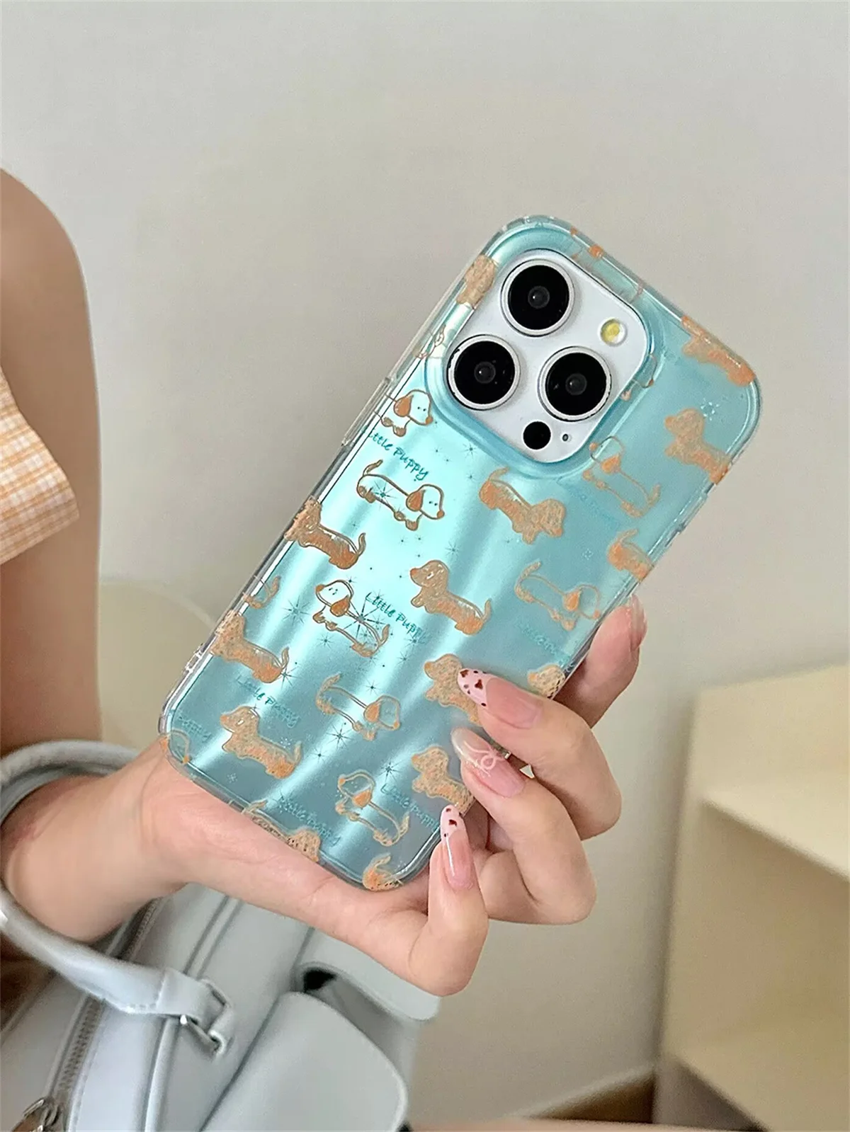 

Fashion Cute Cartoon Puppy Phone Case For iPhone 15 16 Pro 13 14 Pro Max Cover with Chain Kawaii Shockproof Cases Capa