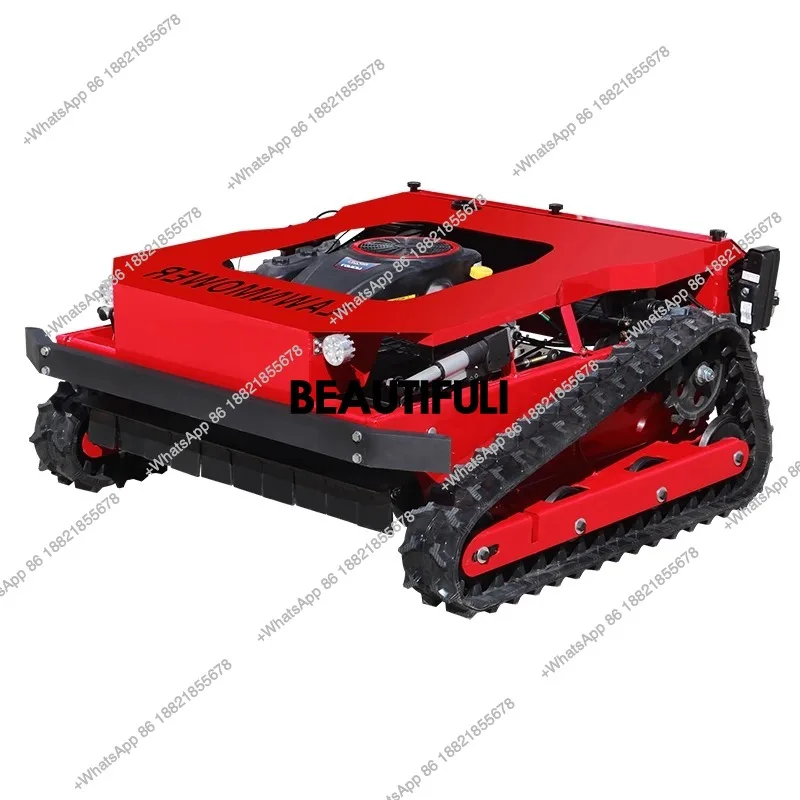 Remote-controlled lawn mower on tracks, fully automatic, four-wheel drive, multifunctional, for orchard, de-