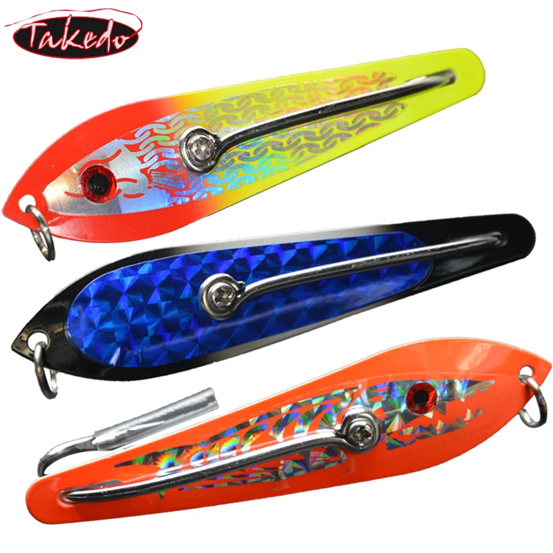 TAKEDO JY56 Big Spoon lure 27-81G Fishi Shaped Metal Sequin Bait Deep Sea Fishing Trolling Boat Fishing Jig Lure Trout Bass