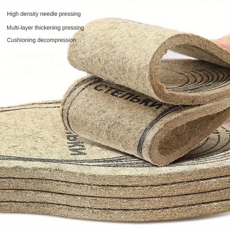 Wool Felt Insoles For Shoes Men Women Warm Shock-absorbing Insoles Shoes Pad Inlegzolen Heren Plantillas Adhesivas Para Zapatos image 4