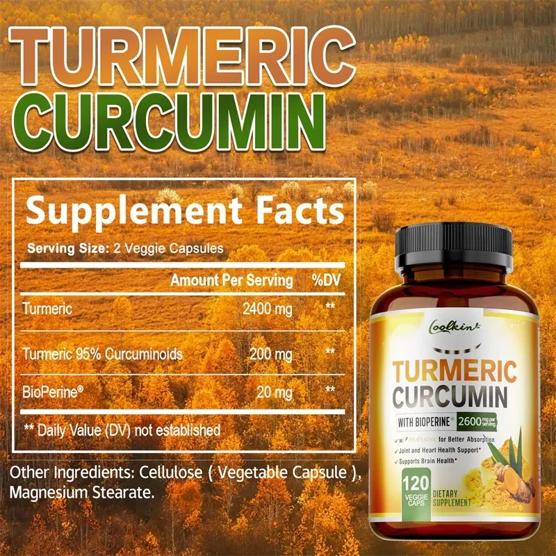 Turmeric Curcumin Capsules - Well Absorbed, Supports Joint Inflammation, Antioxidant and Digestive Health