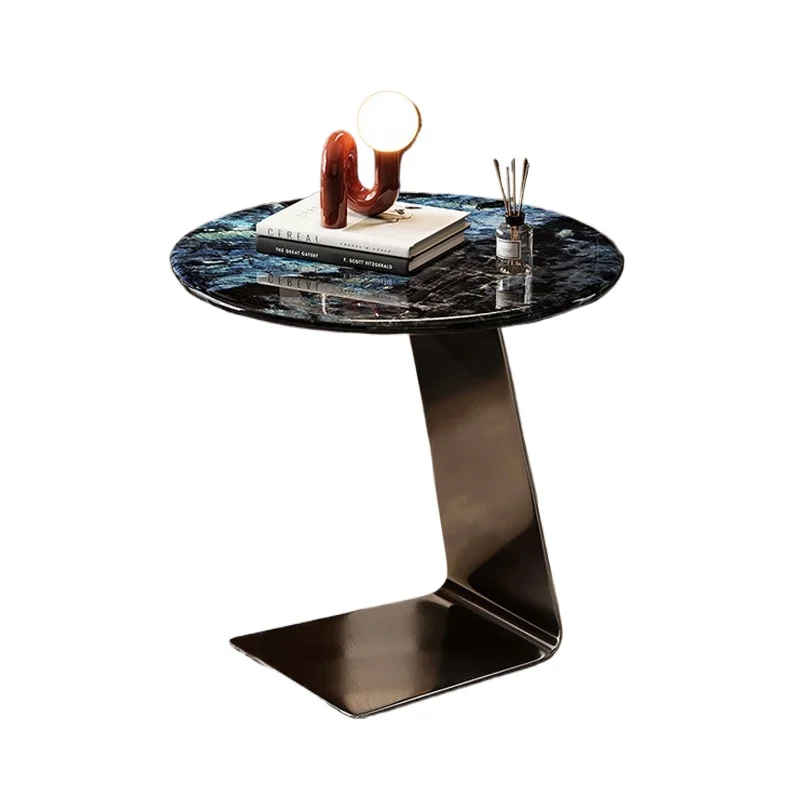 Italian sofa side table, light luxury high-end marble movable coffee table