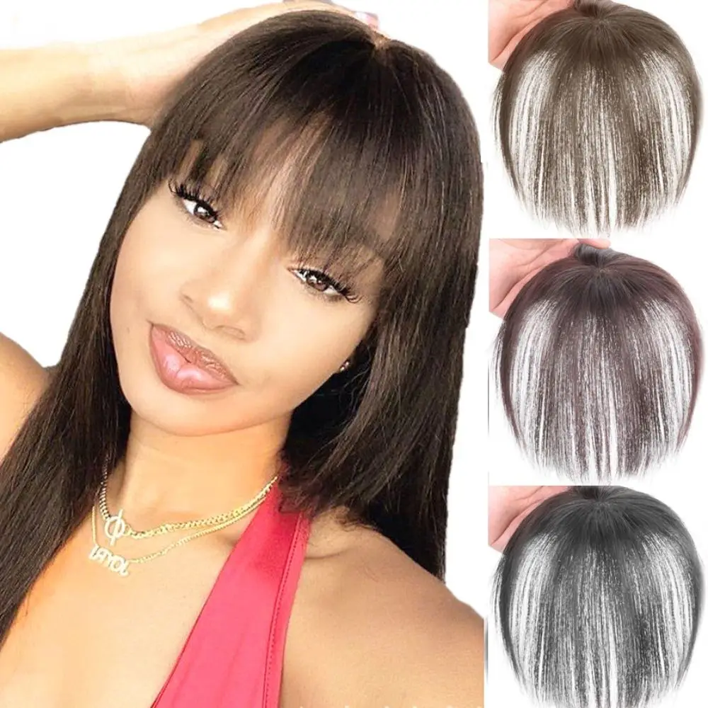 Hair Clip On Natural Toupee Hair Extensions Girl Women Front Neat Bang Straight Bangs Synthetic Hairpiece 3d Air Bangs Wig